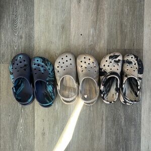 CROCS Kids Water Shoes in Blue, Beige, and Black, purple